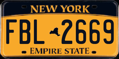 NY license plate FBL2669