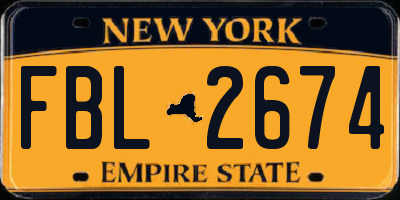 NY license plate FBL2674