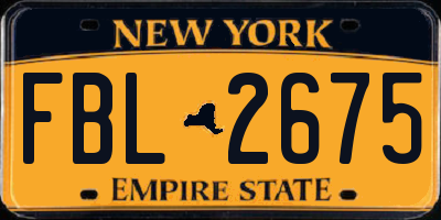 NY license plate FBL2675