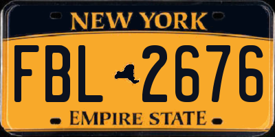 NY license plate FBL2676