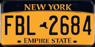 NY license plate FBL2684