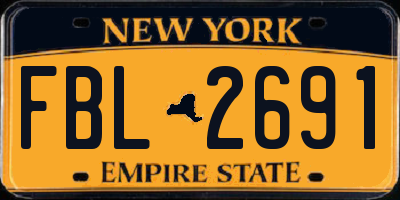 NY license plate FBL2691