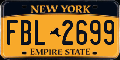 NY license plate FBL2699