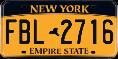 NY license plate FBL2716