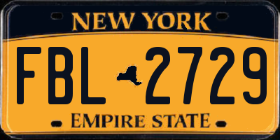 NY license plate FBL2729