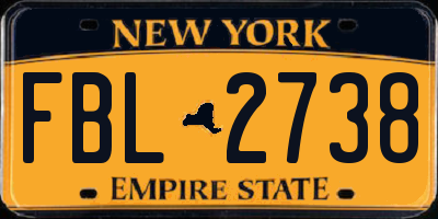 NY license plate FBL2738
