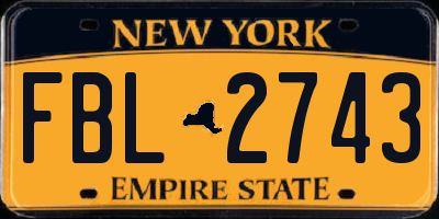 NY license plate FBL2743