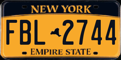 NY license plate FBL2744