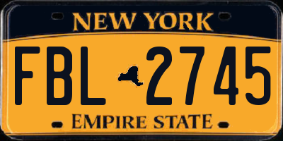 NY license plate FBL2745