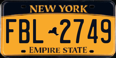 NY license plate FBL2749