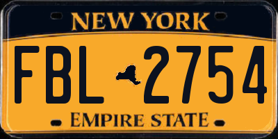 NY license plate FBL2754