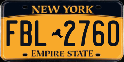 NY license plate FBL2760