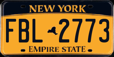 NY license plate FBL2773
