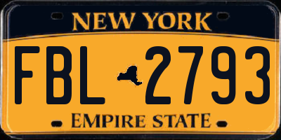 NY license plate FBL2793