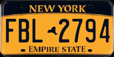 NY license plate FBL2794