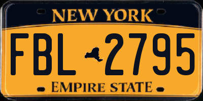 NY license plate FBL2795