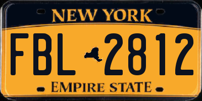NY license plate FBL2812