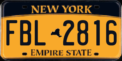 NY license plate FBL2816