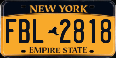 NY license plate FBL2818
