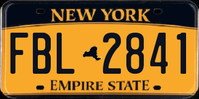 NY license plate FBL2841