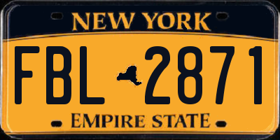 NY license plate FBL2871