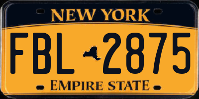 NY license plate FBL2875
