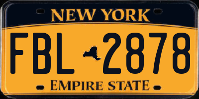 NY license plate FBL2878
