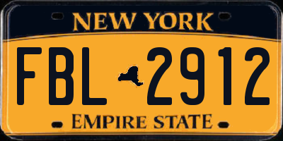 NY license plate FBL2912