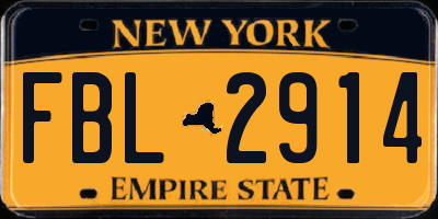 NY license plate FBL2914