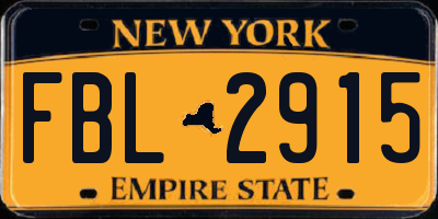 NY license plate FBL2915