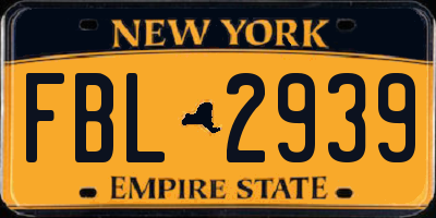 NY license plate FBL2939