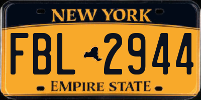 NY license plate FBL2944