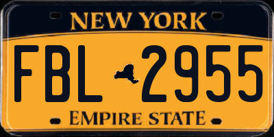NY license plate FBL2955