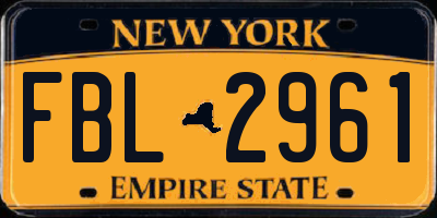 NY license plate FBL2961
