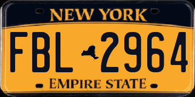 NY license plate FBL2964