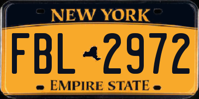 NY license plate FBL2972