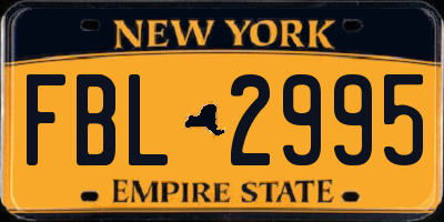 NY license plate FBL2995