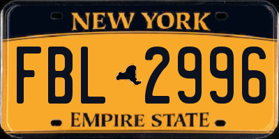 NY license plate FBL2996