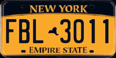 NY license plate FBL3011