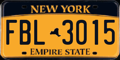 NY license plate FBL3015