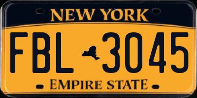 NY license plate FBL3045