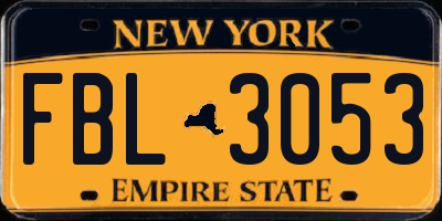 NY license plate FBL3053