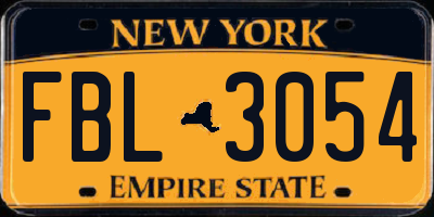 NY license plate FBL3054