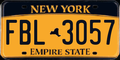 NY license plate FBL3057