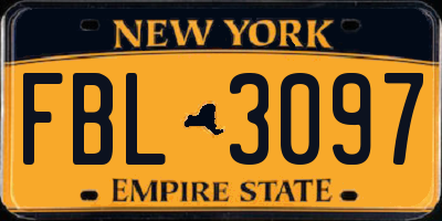 NY license plate FBL3097