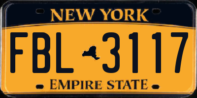 NY license plate FBL3117