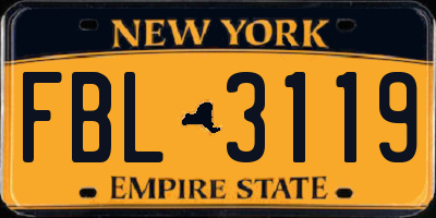 NY license plate FBL3119