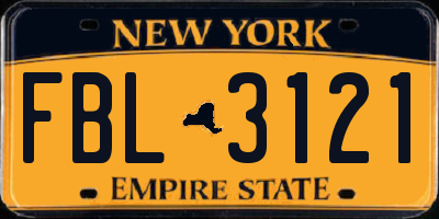 NY license plate FBL3121