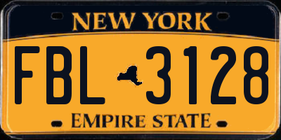 NY license plate FBL3128