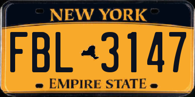 NY license plate FBL3147